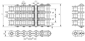 Triplex rollenketting volgens DIN 8188