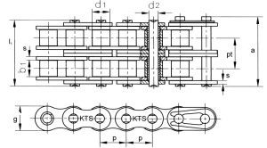 Duplex rollenketting volgens DIN 8187